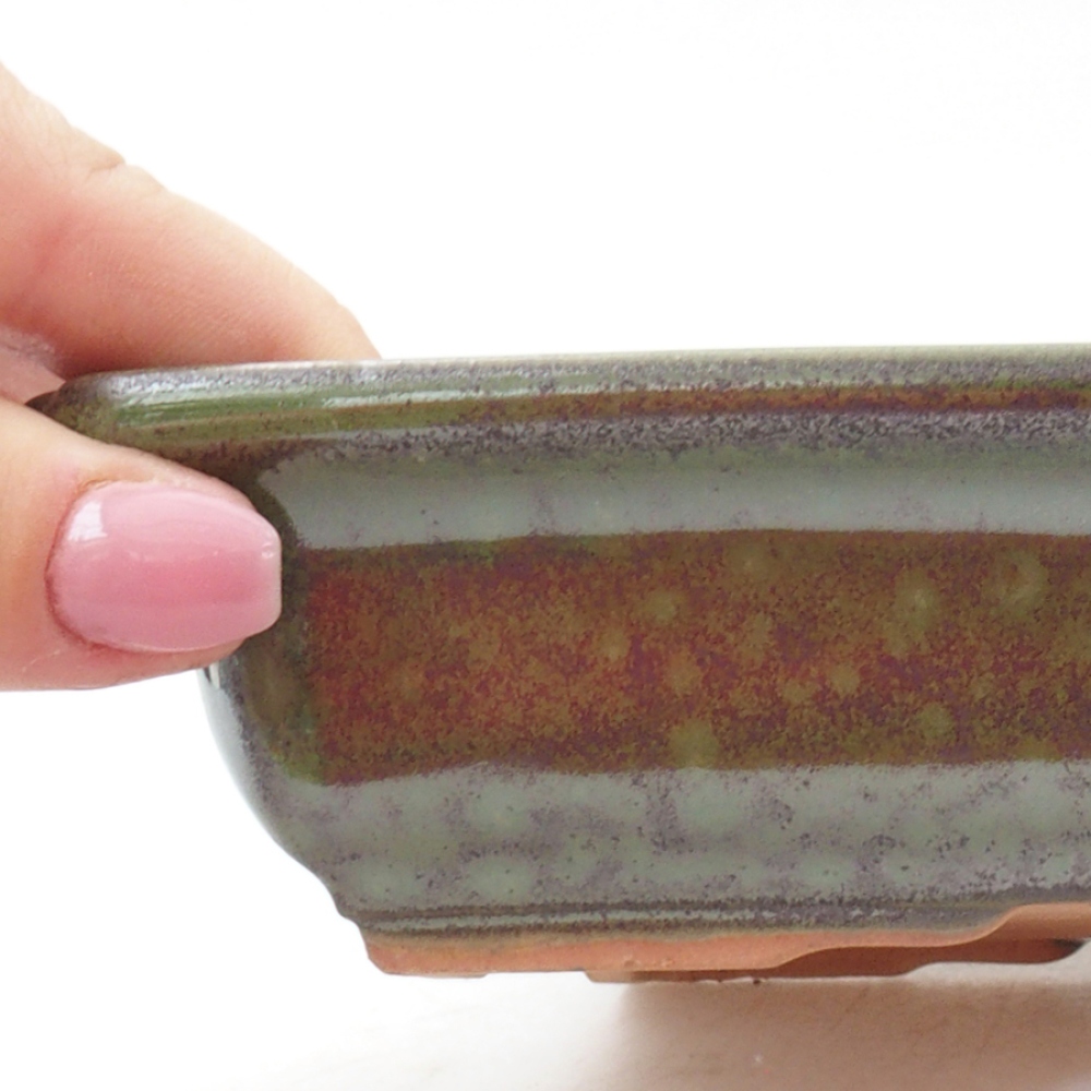 Ciotola per bonsai in ceramica 17,5 x 13 x 4 cm, verde