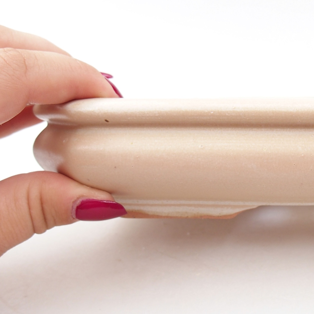 Ciotola per bonsai in ceramica 18,5 x 13,5 x 4 cm, colore beige