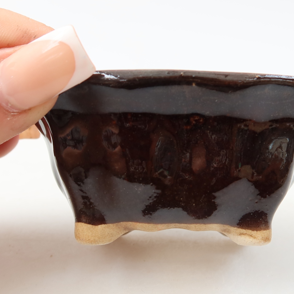 Ciotola per bonsai in ceramica 7,5 x 7 x 3,5 cm, marrone