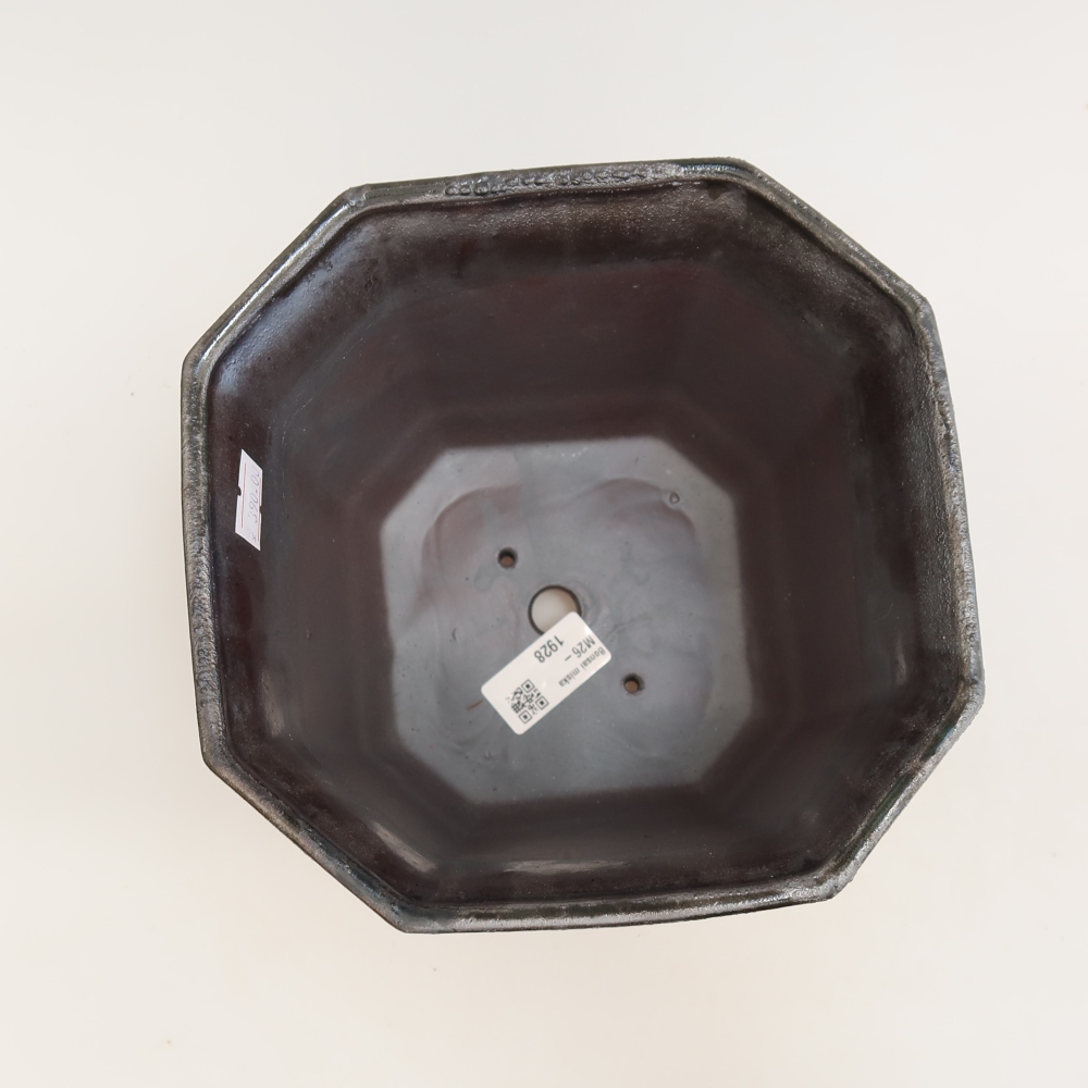 Vaso da bonsai in ceramica 17,5 x 17,5 x 15,5 cm, colore metallizzato