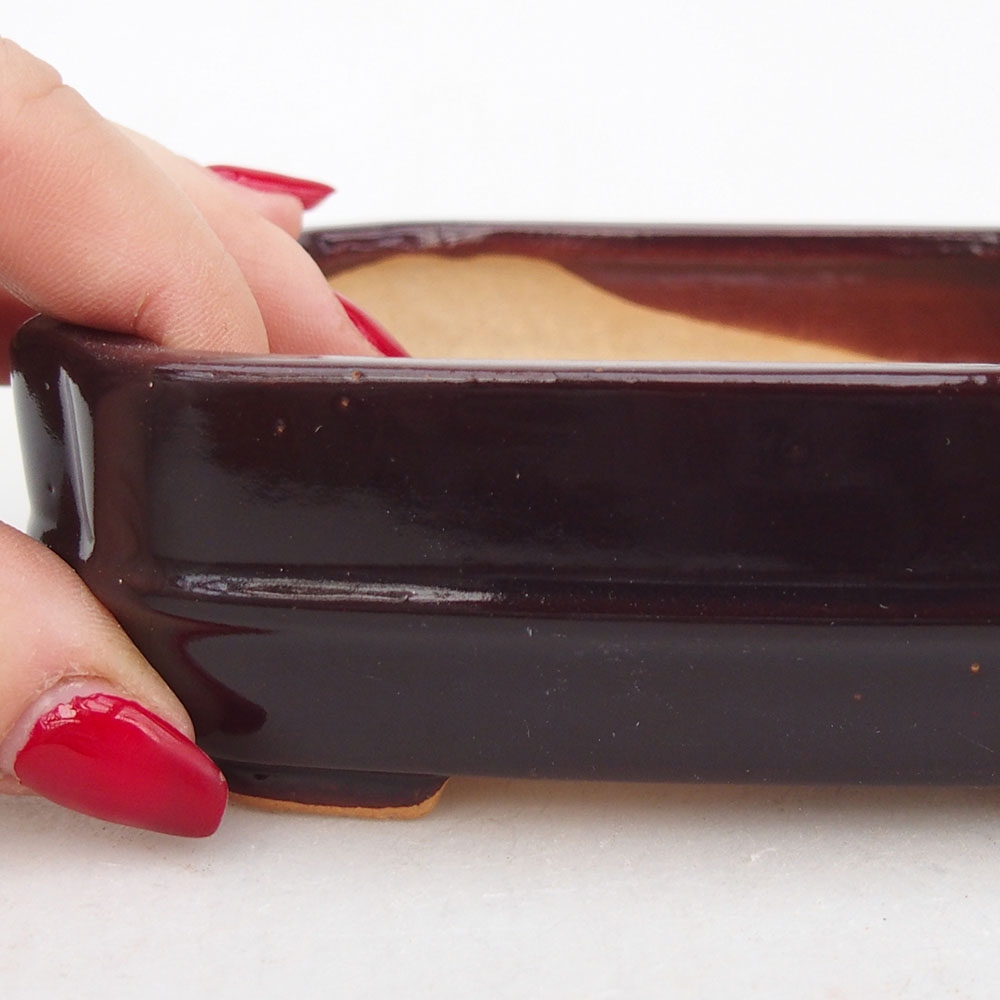 Ciotola per bonsai in ceramica 12 x 10,5 x 4 cm, marrone