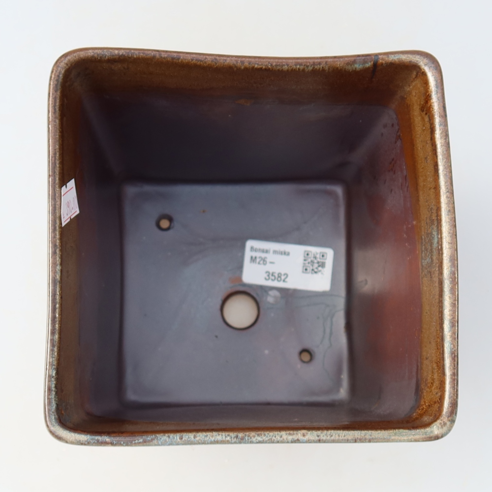 Vaso da bonsai in ceramica 13 x 13 x 14 cm, colore marrone