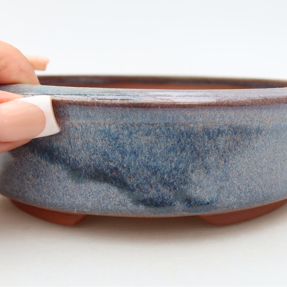 Vaso da bonsai in ceramica 14,5 x 14,5 x 5 cm, colore blu