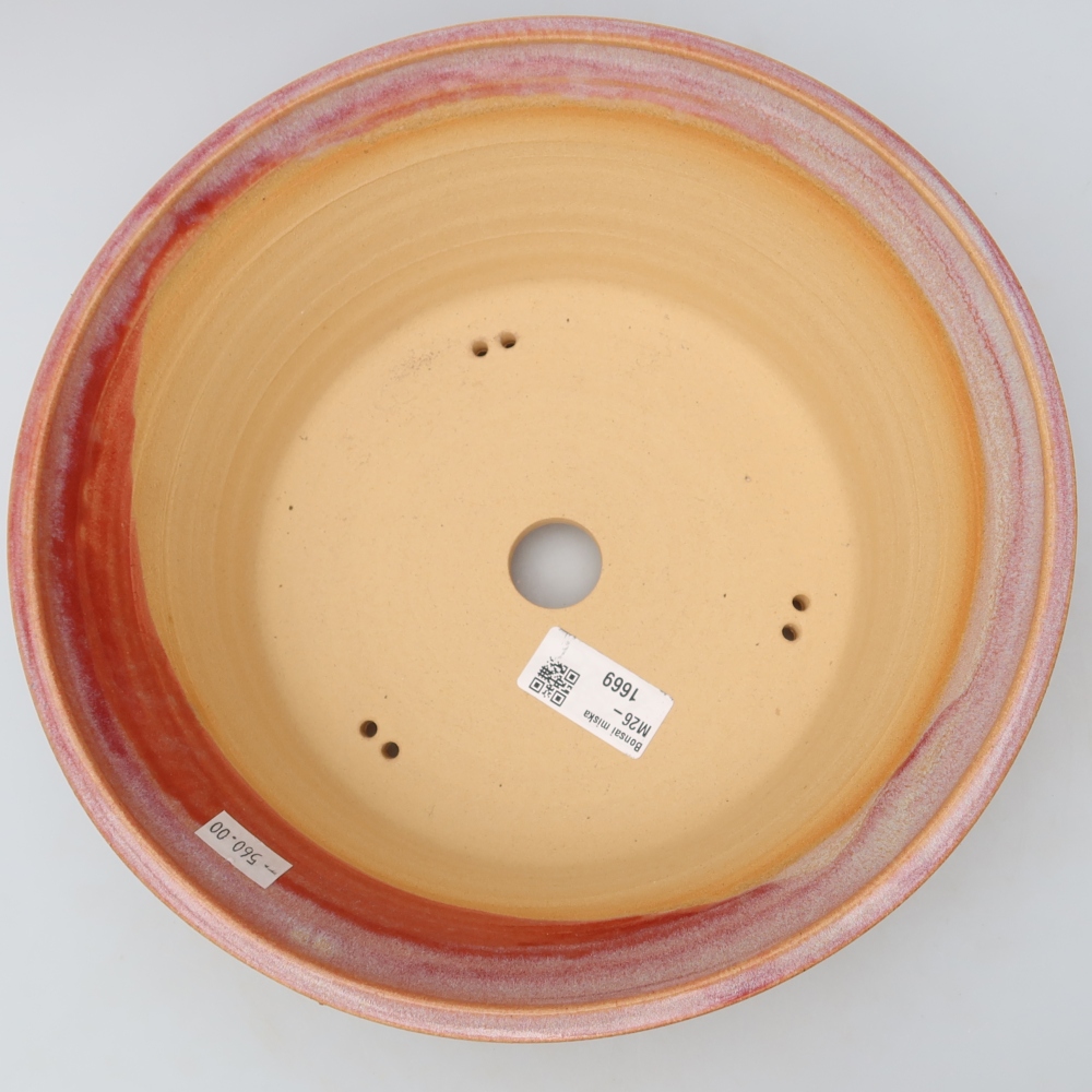 Vaso per bonsai in ceramica 25,5 x 25,5 x 8,5 cm, colore rosa