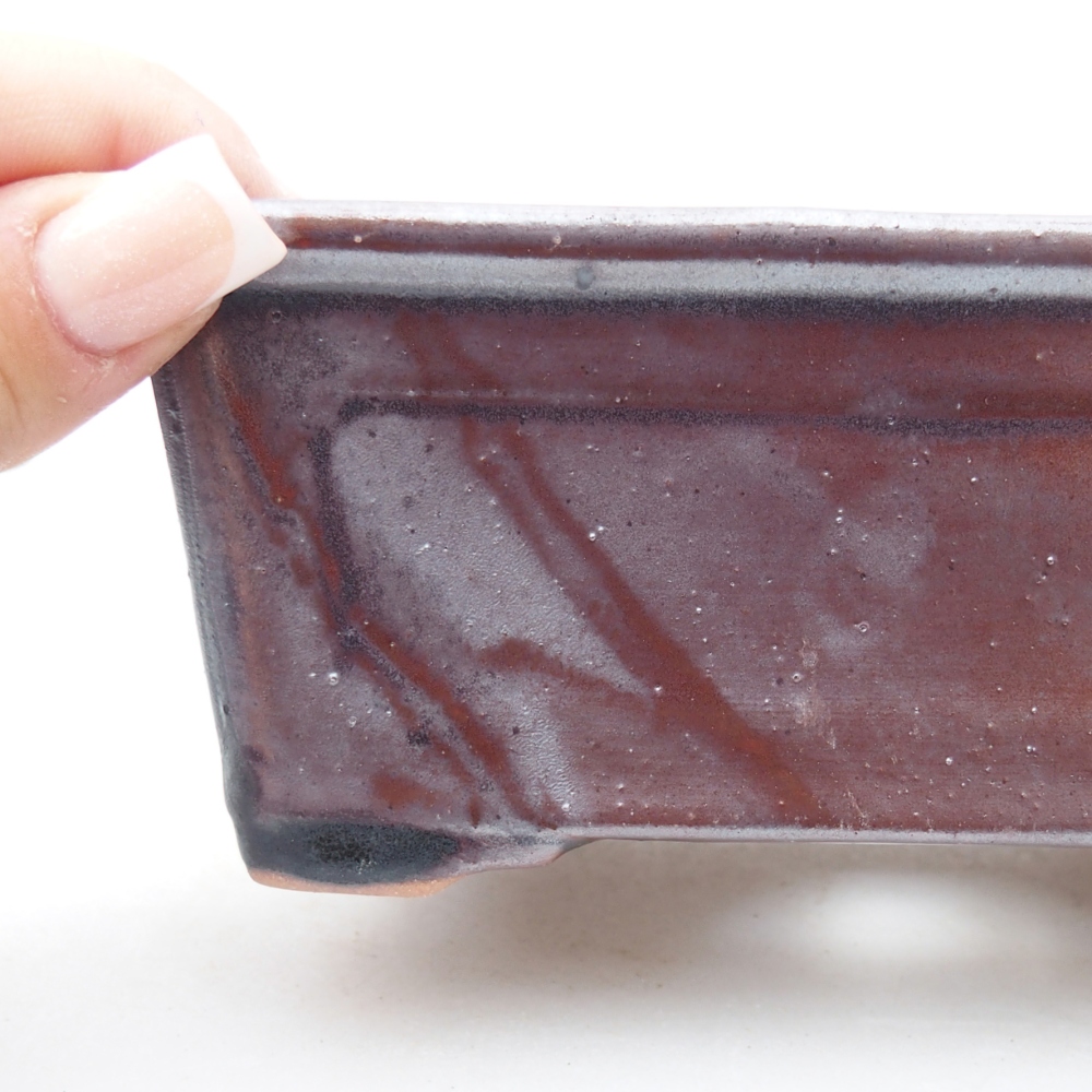 Ciotola bonsai in ceramica 13,5 x 10 x 5,5 cm, nero metallizzato