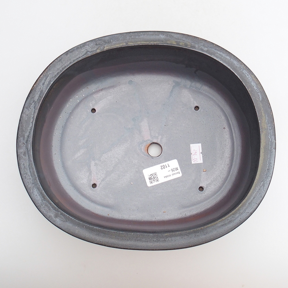 Ciotola bonsai in ceramica 25 x 20,5 x 8 cm, colore metallo