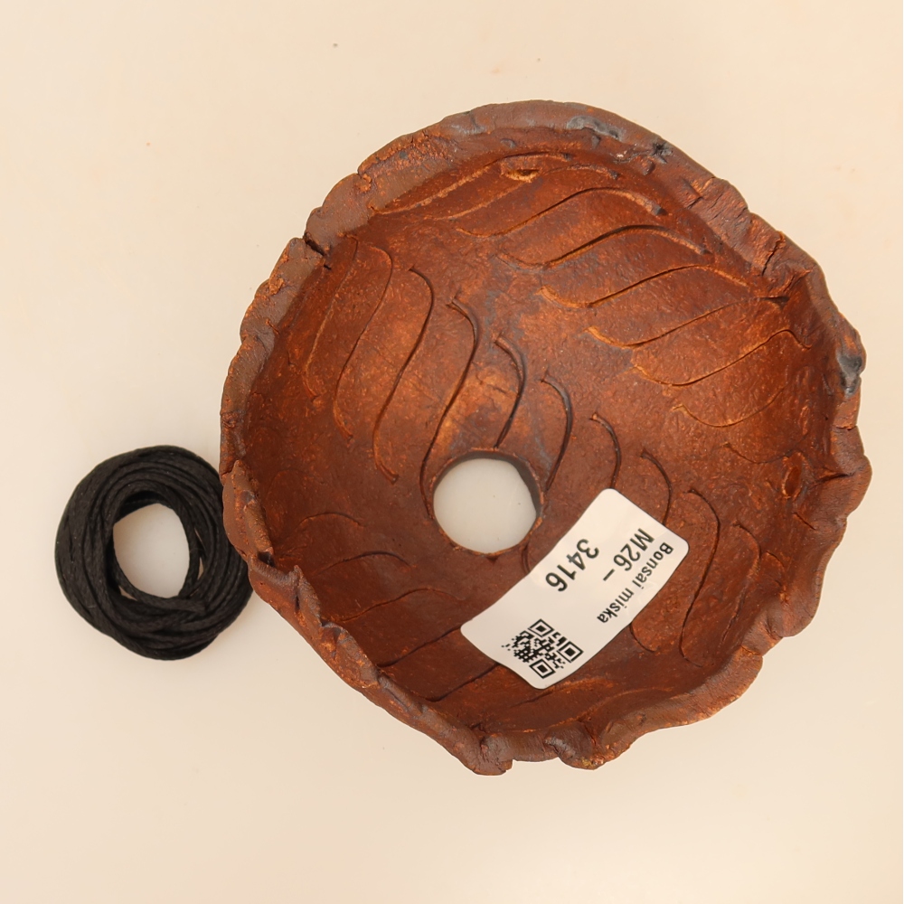 Contenitore in ceramica per Kokedama 10 x 10 x 6,5 cm, colore marrone
