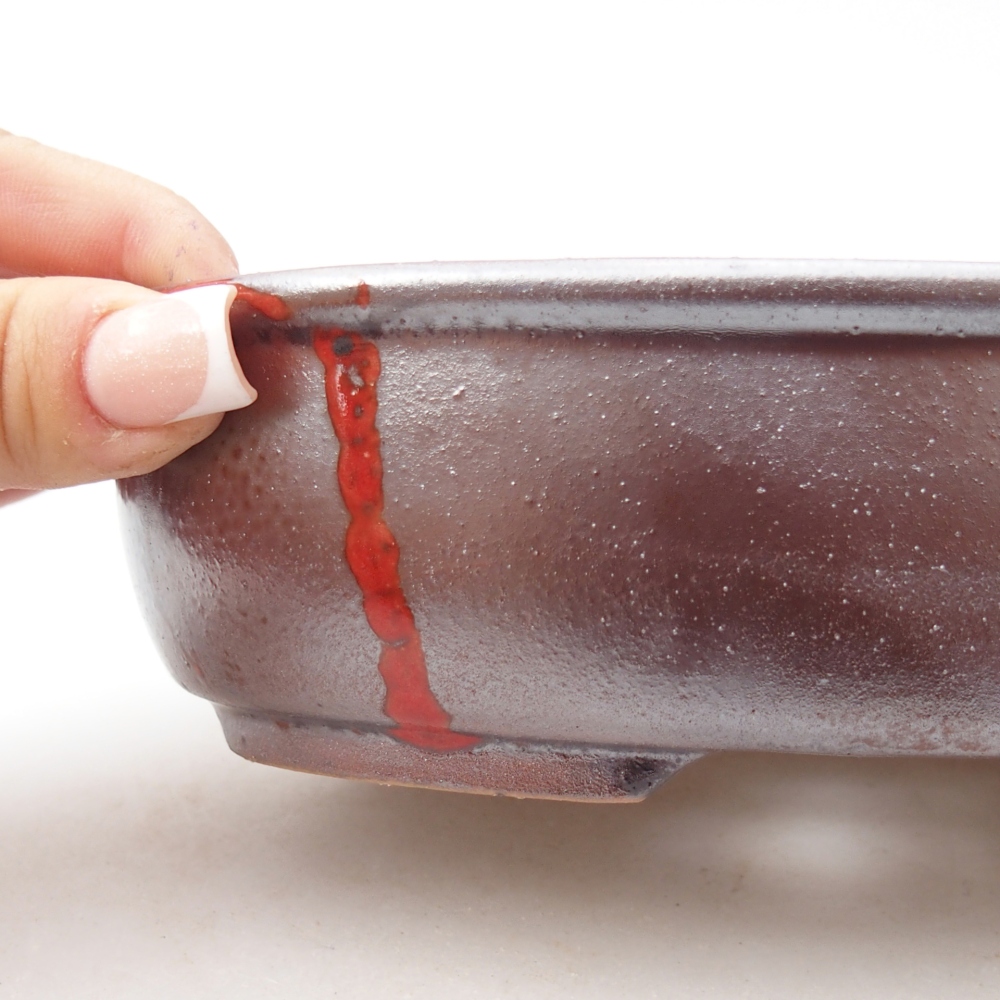 Ciotola bonsai in ceramica 19 x 14,5 x 4,5 cm, rosso metallizzato