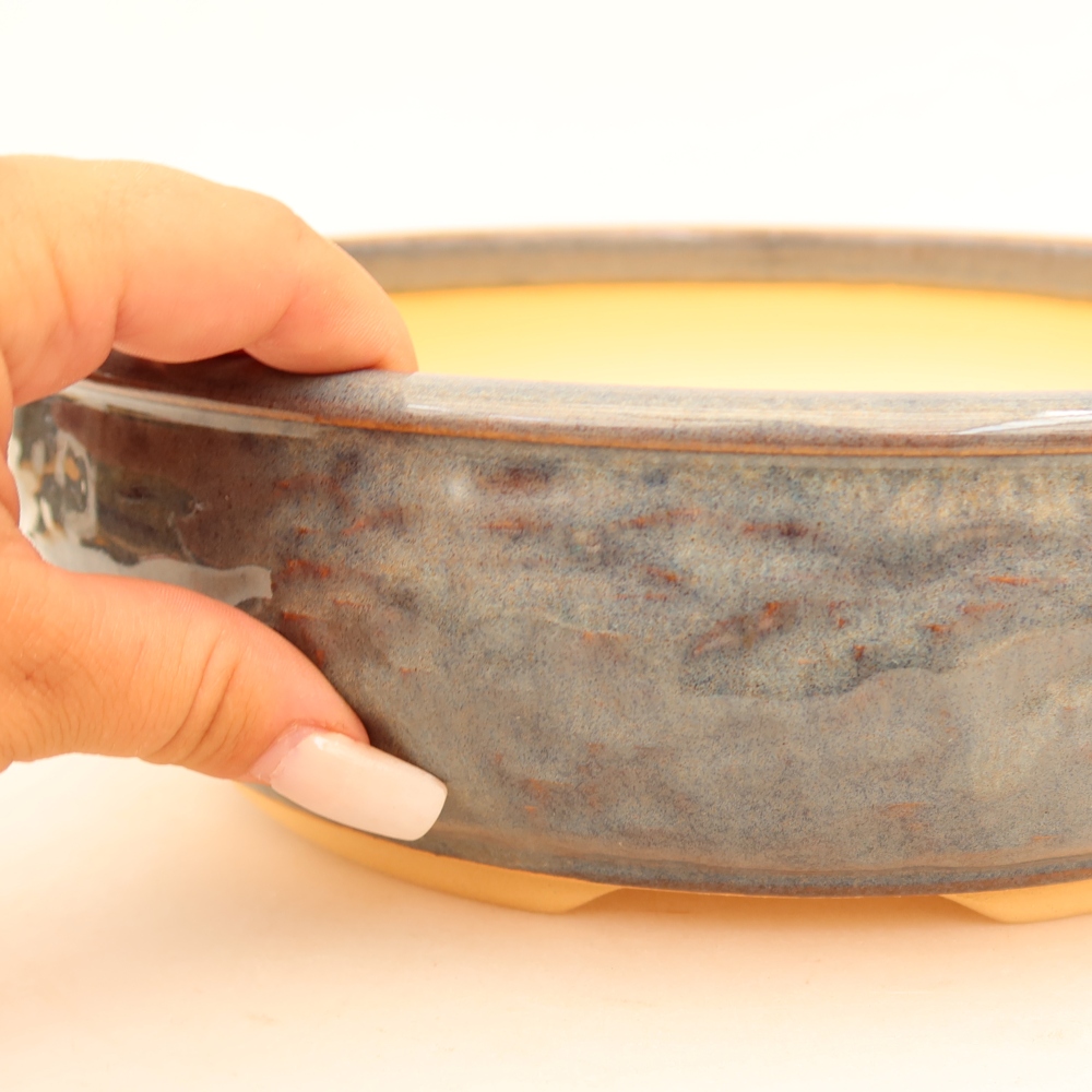 Vaso da bonsai in ceramica 26,5 x 26,5 x 7,5 cm, colore grigio
