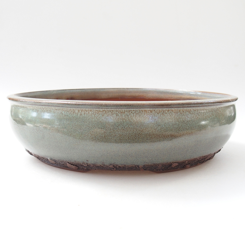 Ciotola per bonsai in ceramica 24,5 x 24,5 x 6,5 cm, verde