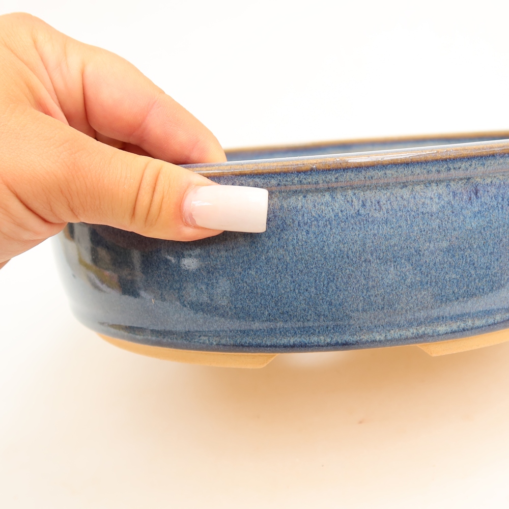 Vaso da bonsai in ceramica 22,5 x 22,5 x 6,5 cm, colore blu