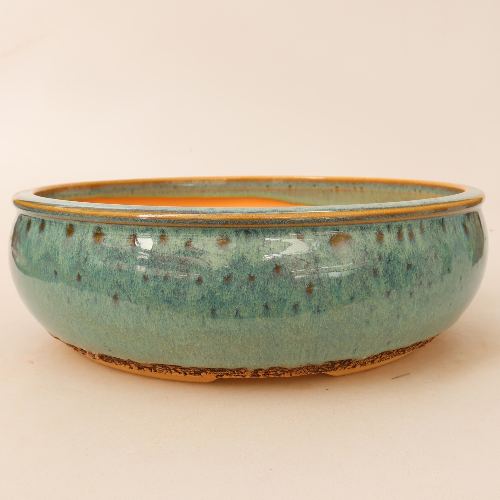 Vaso da bonsai in ceramica 24 x 24 x 7,5 cm, colore verde