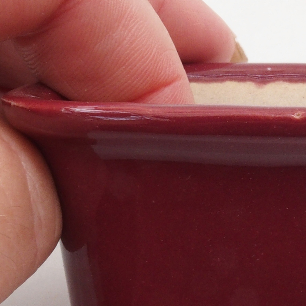 Ciotola per mini bonsai 6 x 6 x 4,5 cm, bordeaux