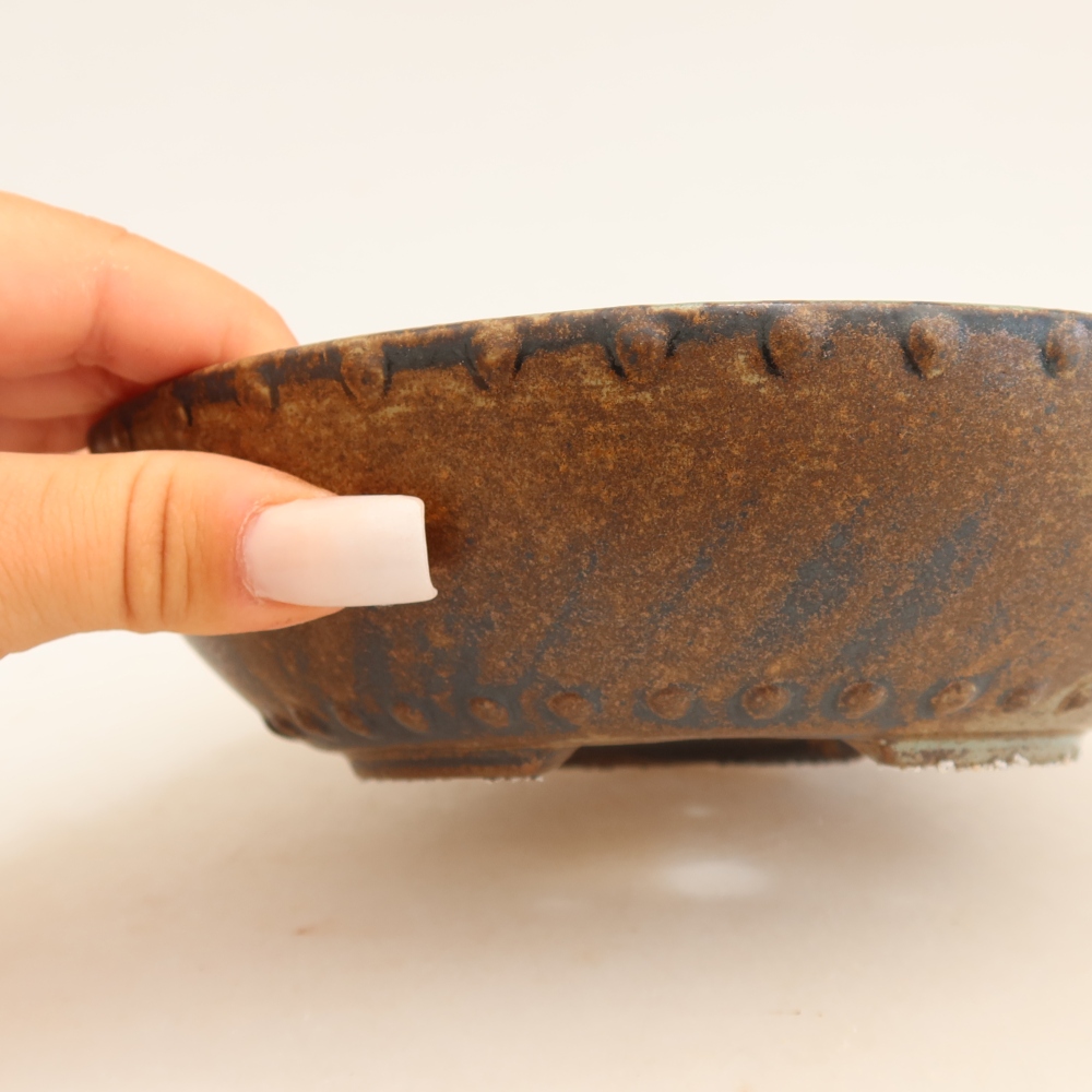 Ciotola per bonsai in ceramica 17,5 x 17,5 x 4,5 cm, marrone