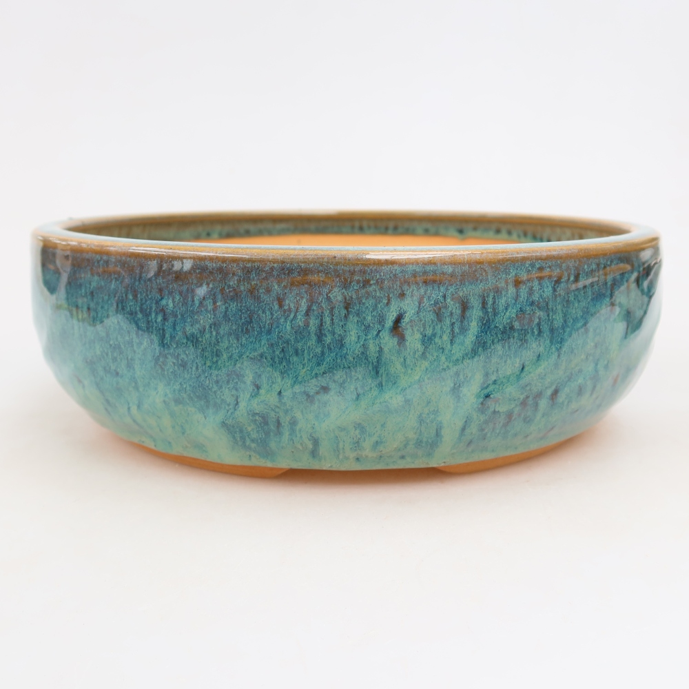 Vaso da bonsai in ceramica 22,5 x 22,5 x 7 cm, colore blu