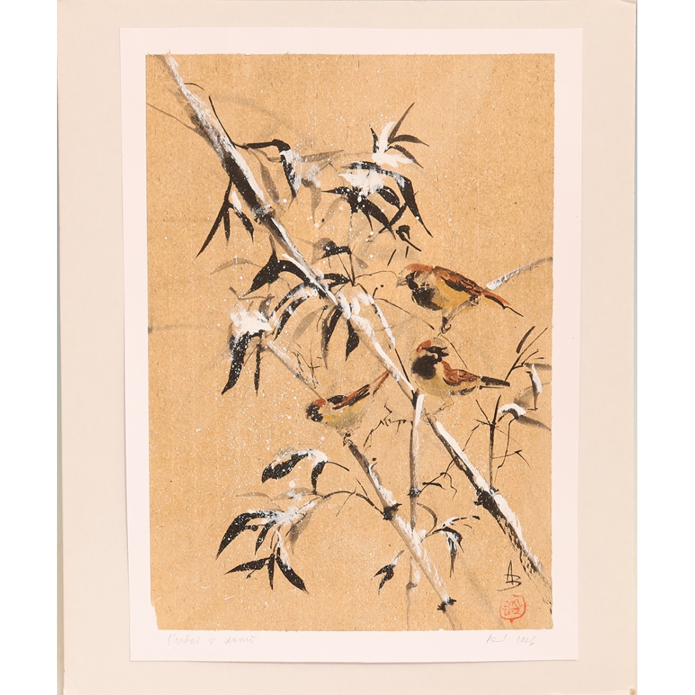 Calligrafia - Passeri in inverno
