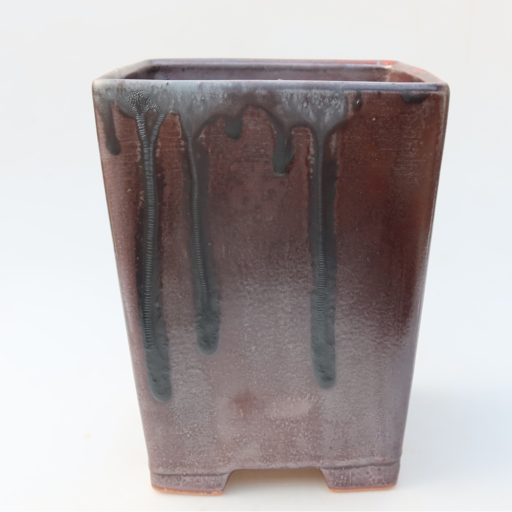 Ciotola bonsai in ceramica 15 x 15 x 19,5 cm, colore metallo