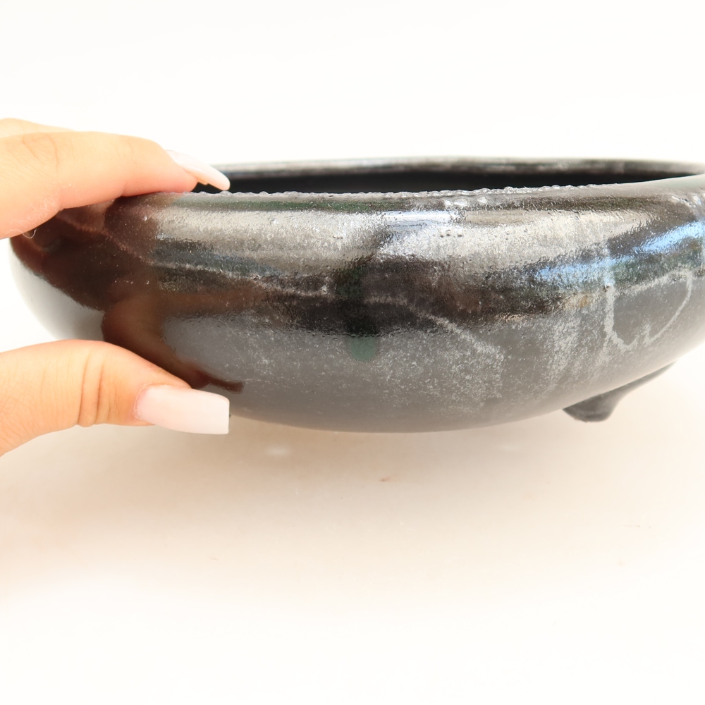 Vaso da bonsai in ceramica 20,5 x 20,5 x 7 cm, colore verde