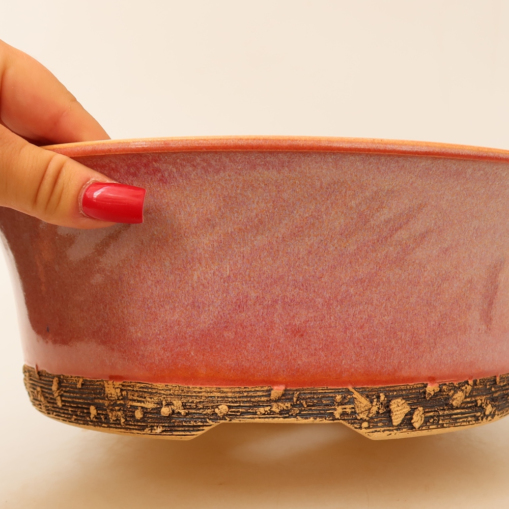 Vaso in ceramica per bonsai 27 x 27 x 9 cm, colore rosa