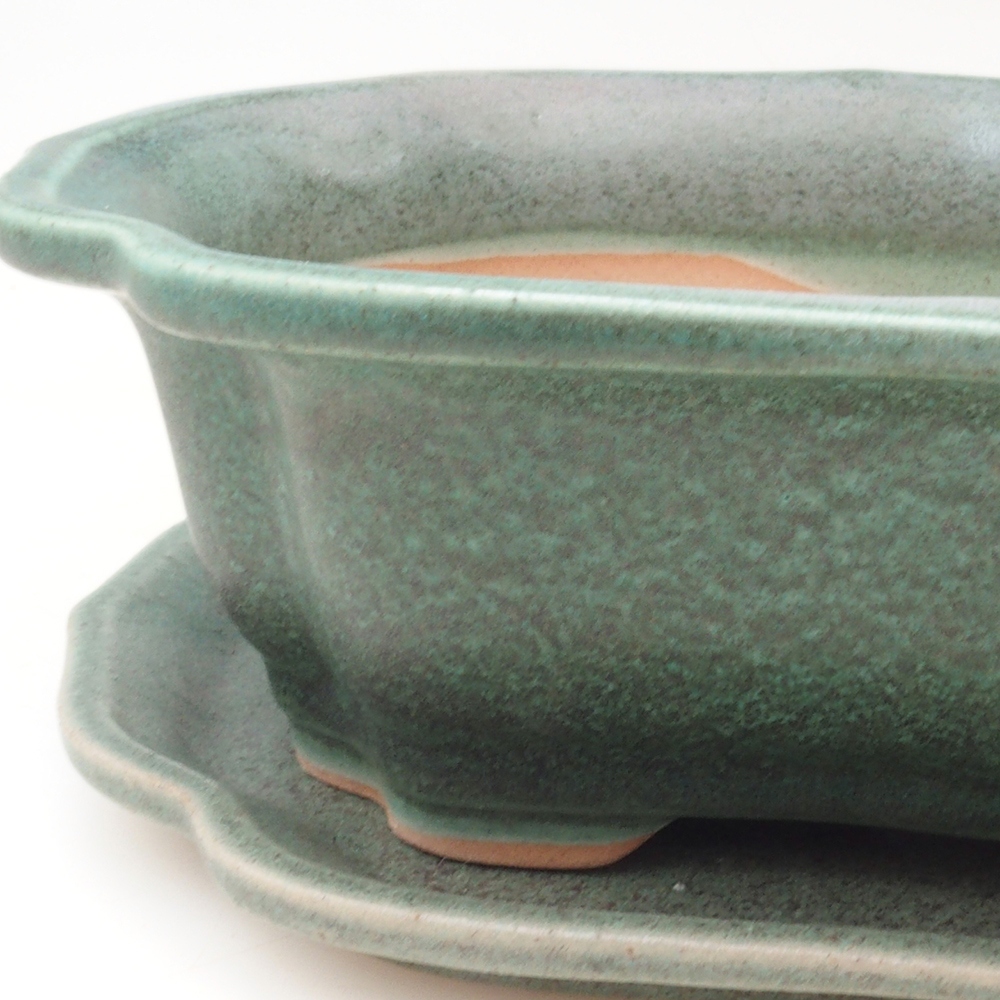 Ciotola bonsai + piattino H51 - 18x14x5 cm - verde