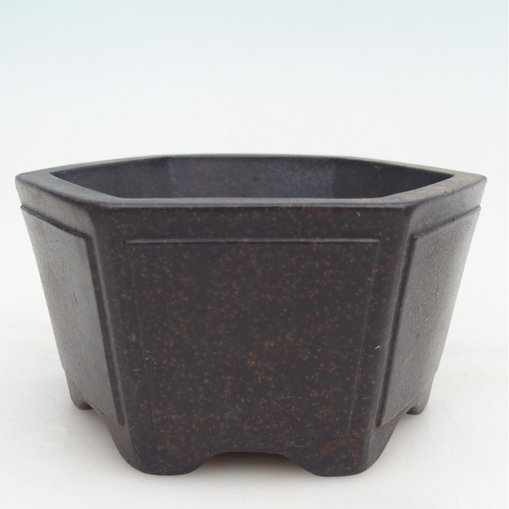 Ciotola per bonsai in ceramica 13 x 12 x 7 cm, colore marrone ocra