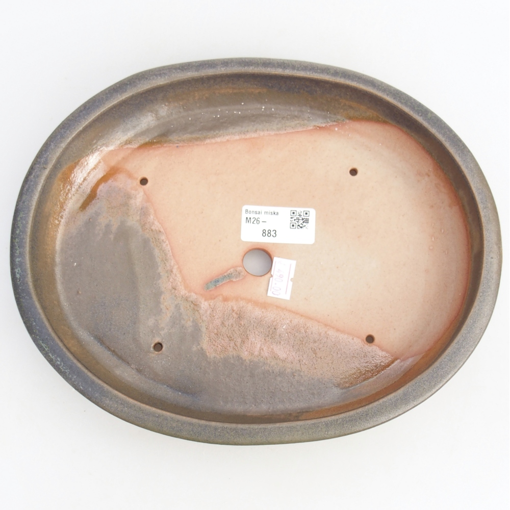 Ciotola per bonsai in ceramica 24,5 x 20 x 4 cm, verde-grigio