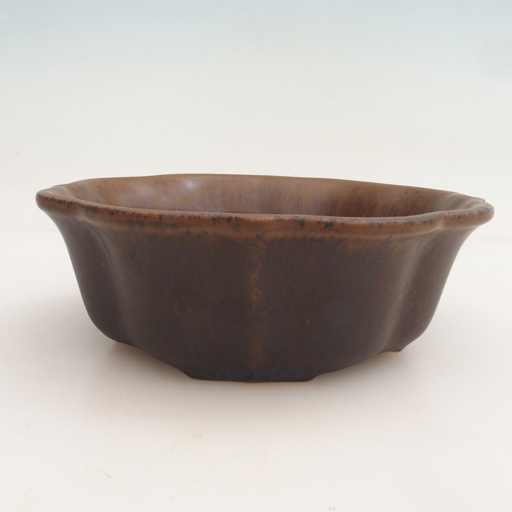 Ciotola bonsai + piattino H06 - 14,5 x 14,5 x 5 cm - marrone