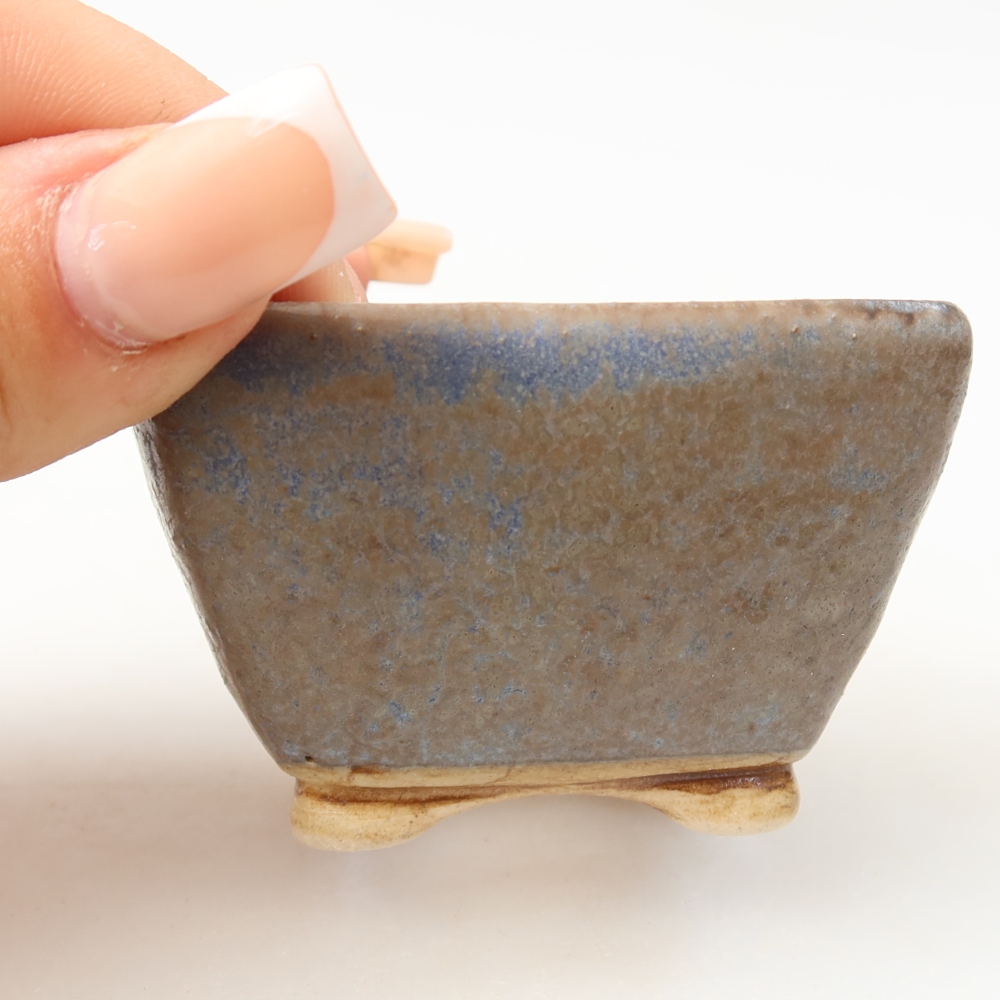 Vaso da bonsai in ceramica 6 x 6 x 4 cm, colore blu