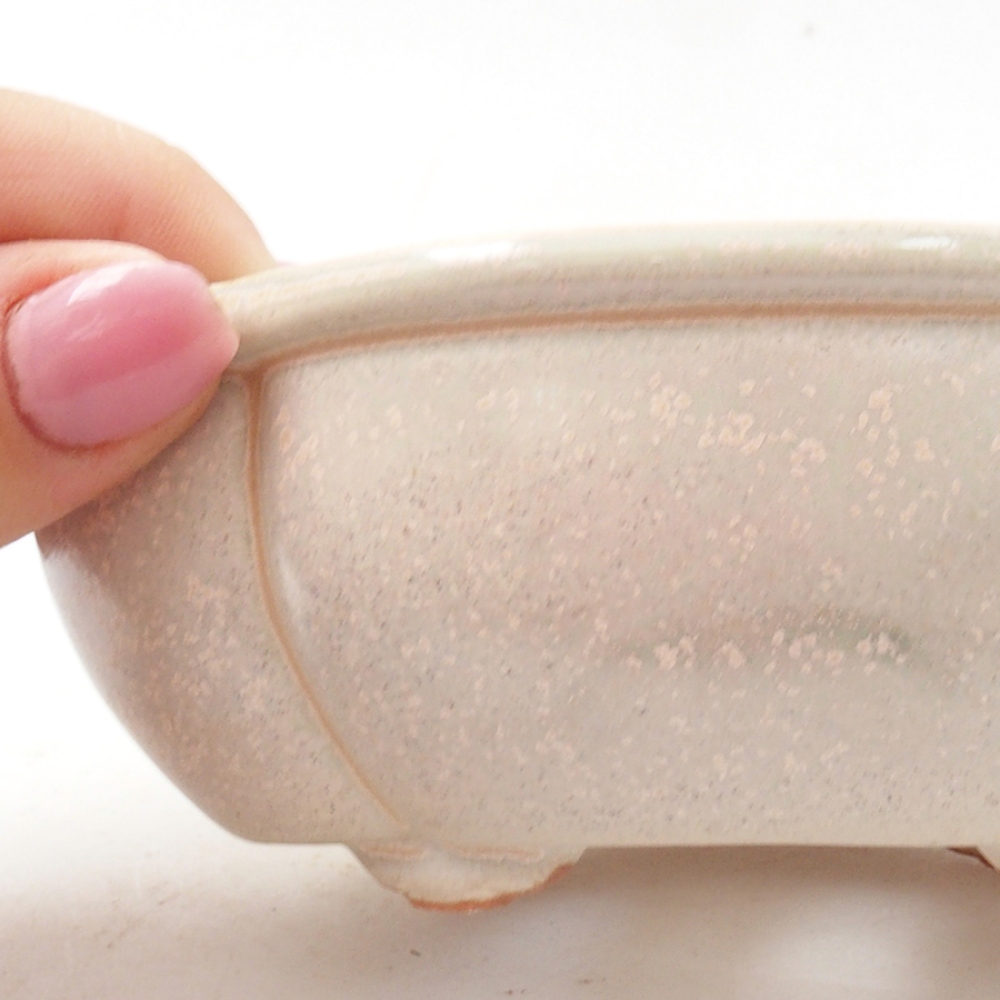 Ciotola per bonsai in ceramica 12,5 x 10 x 4,5 cm, colore beige