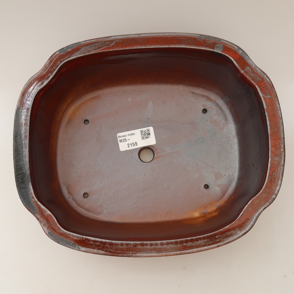 Vaso da bonsai in ceramica 24,5 x 21 x 7,5 cm, colore rosso