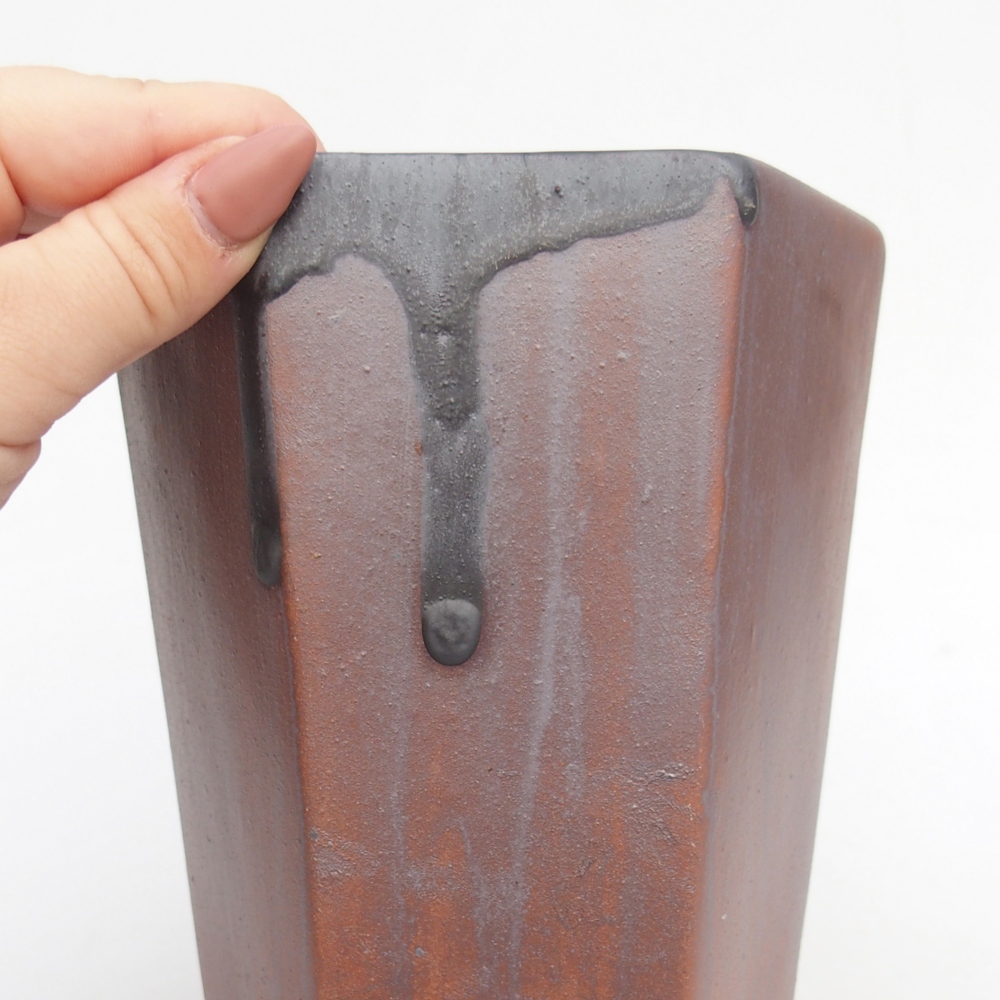 Ciotola bonsai in ceramica 12,5 x 11,5 x 16,5 cm, colore metallo