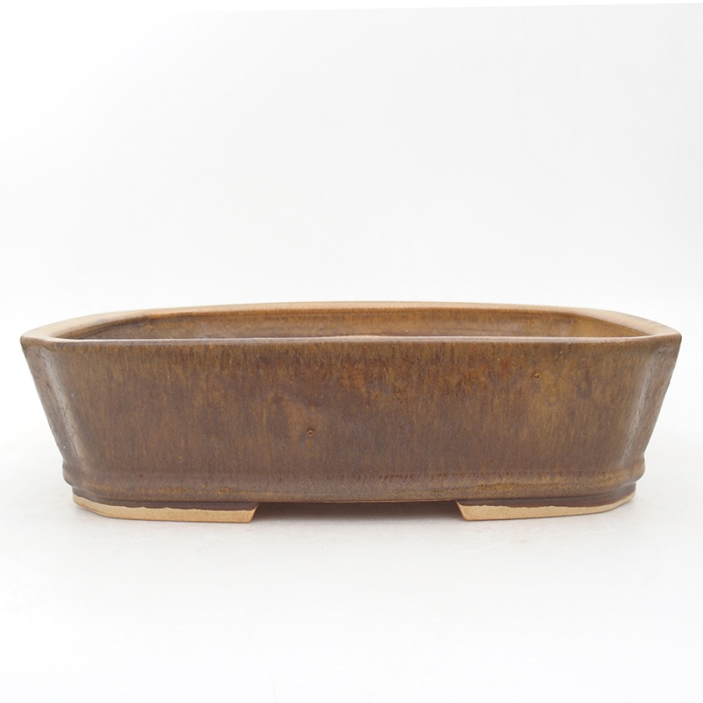 Ciotola per bonsai in ceramica 24,5 x 21 x 6 cm, marrone