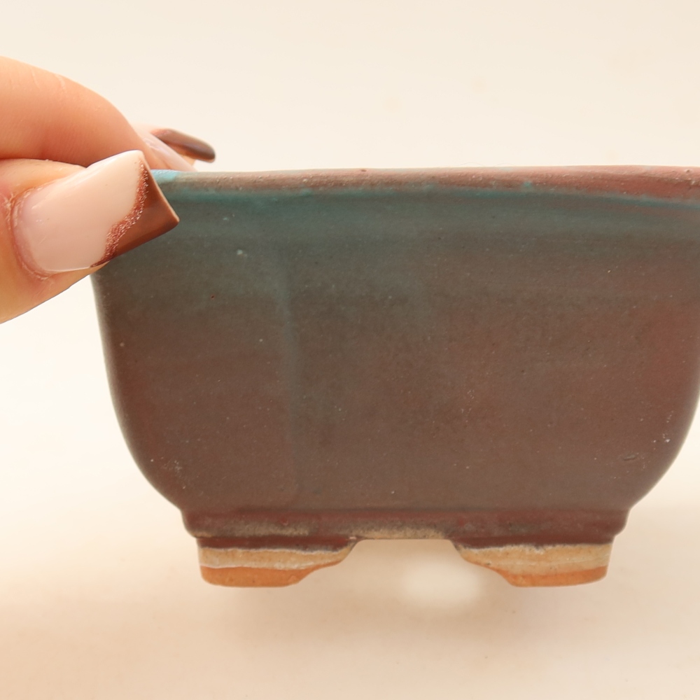 Vaso da bonsai in ceramica 9,5 x 9,5 x 5,5 cm, colore metallizzato