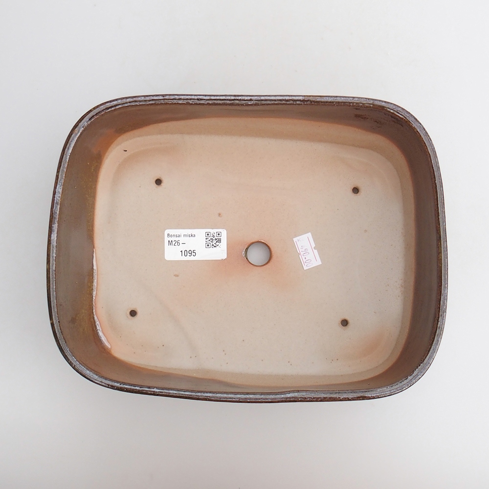 Ciotola bonsai in ceramica 23 x 18 x 7,5 cm, colore marrone-verde