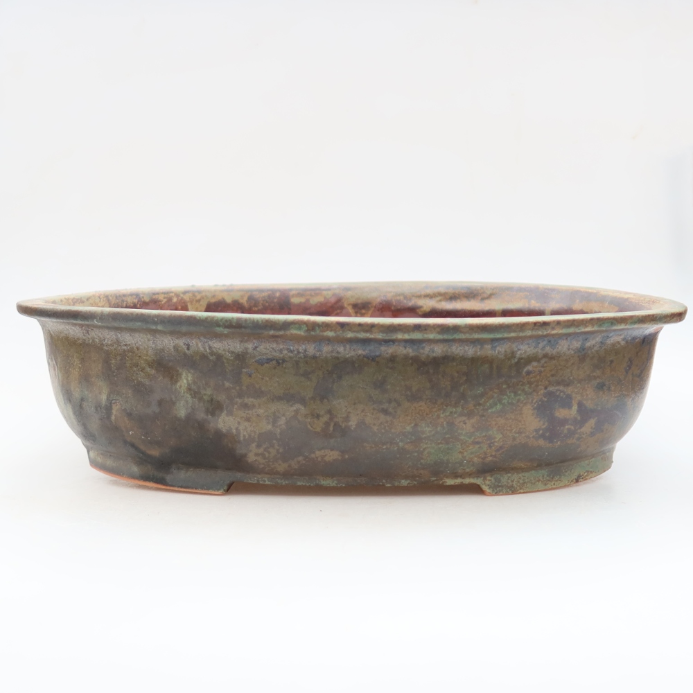 Vaso da bonsai in ceramica 36 x 28 x 8,5 cm, colore verde-marrone