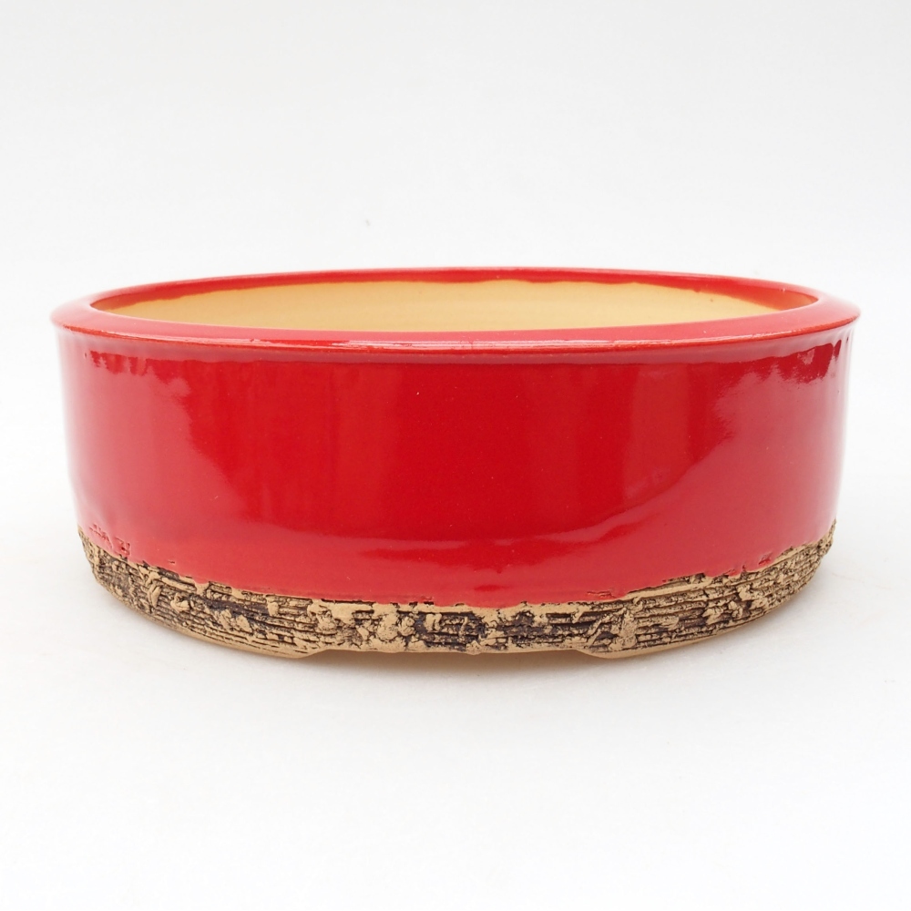 Ciotola per bonsai in ceramica 17 x 17 x 6 cm, colore rosso