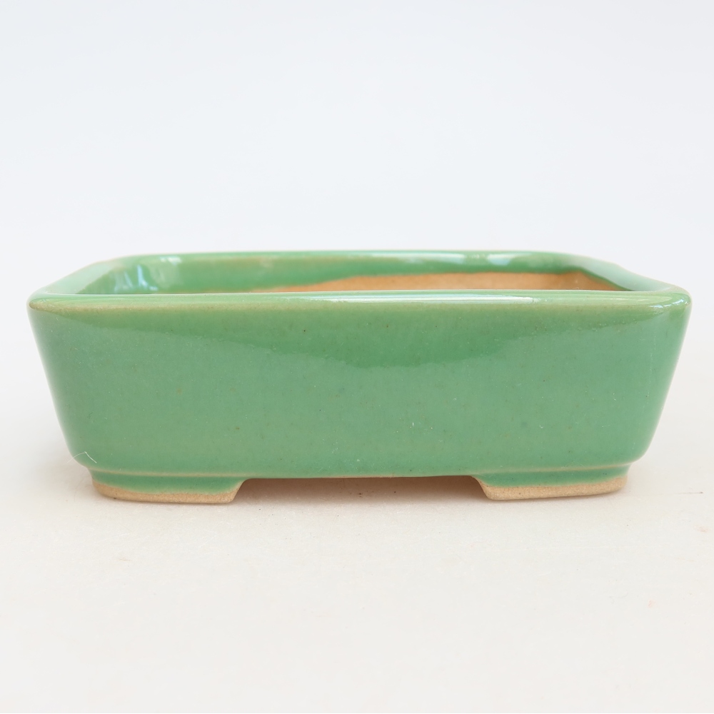 Vaso da bonsai in ceramica 12,5 x 9,5 x 4 cm, colore verde