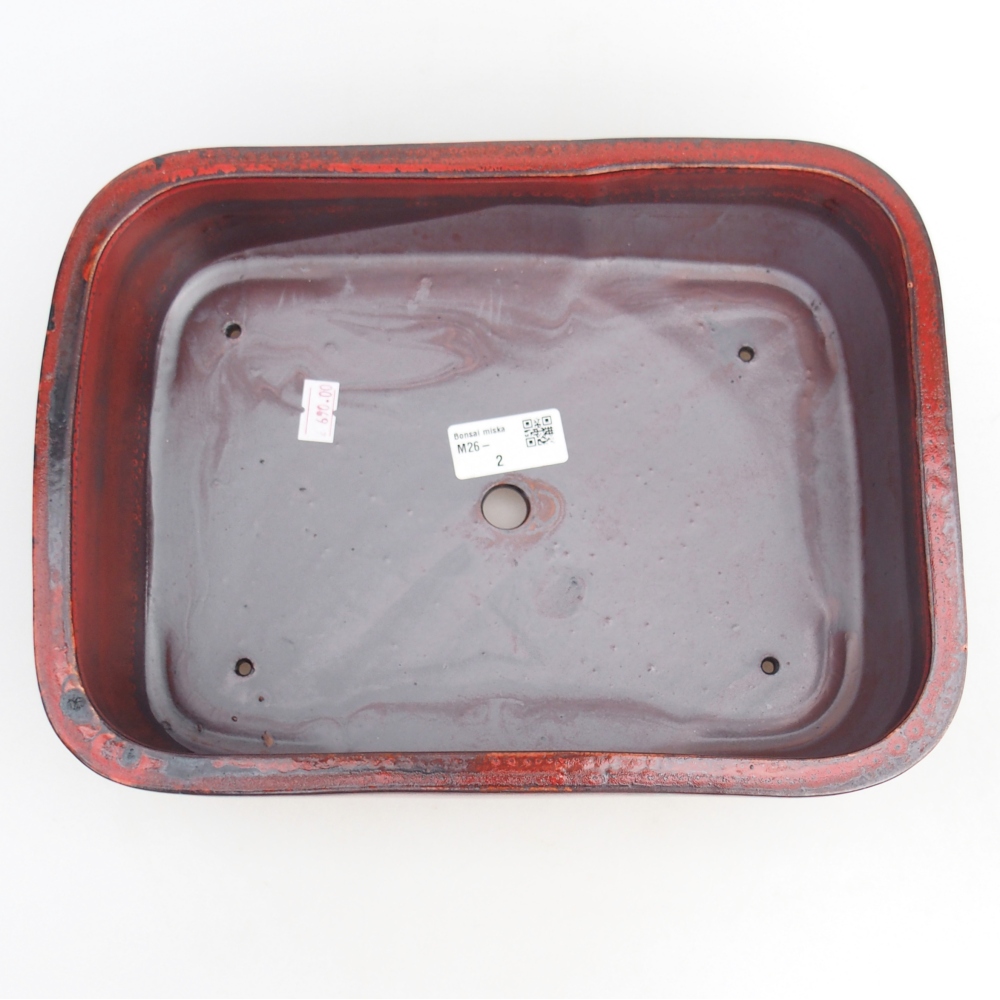 Ciotola per bonsai in ceramica 28,5 x 21 x 7,5 cm, colore rosso