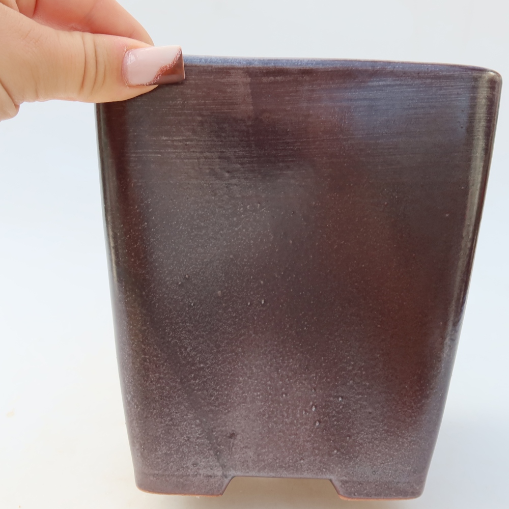 Ciotola bonsai in ceramica 13,5 x 13,5 x 15 cm, colore metallo
