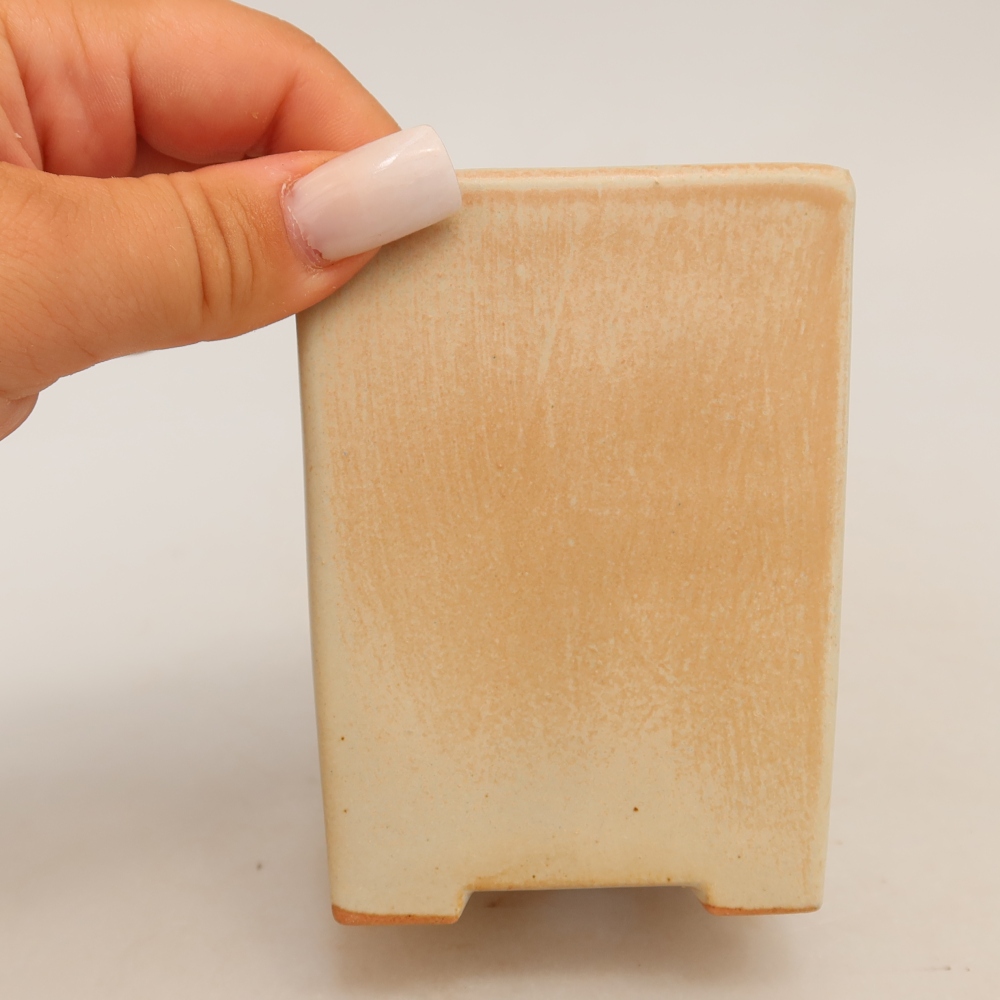 Vaso da bonsai in ceramica 7,5 x 7,5 x 10 cm, colore beige