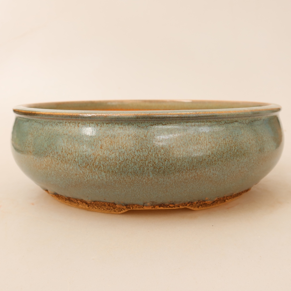 Vaso in ceramica per bonsai 24 x 24 x 7,5 cm, colore verde
