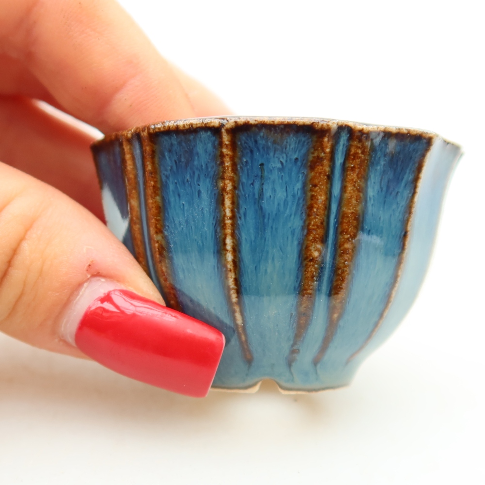Vaso in ceramica per bonsai 5,5 x 5,5 x 3,5 cm, colore blu