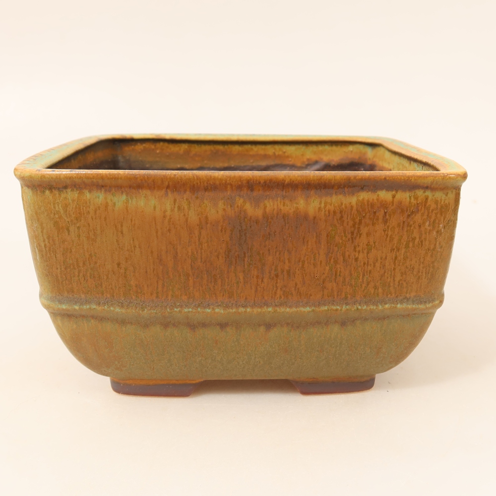 Vaso da bonsai in ceramica 16,5 x 16,5 x 9,5 cm, colore verde