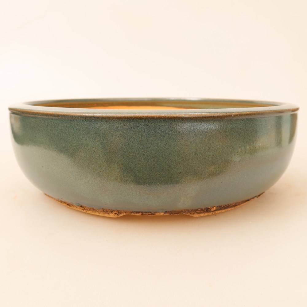 Vaso da bonsai in ceramica 25 x 25 x 7,5 cm, colore verde