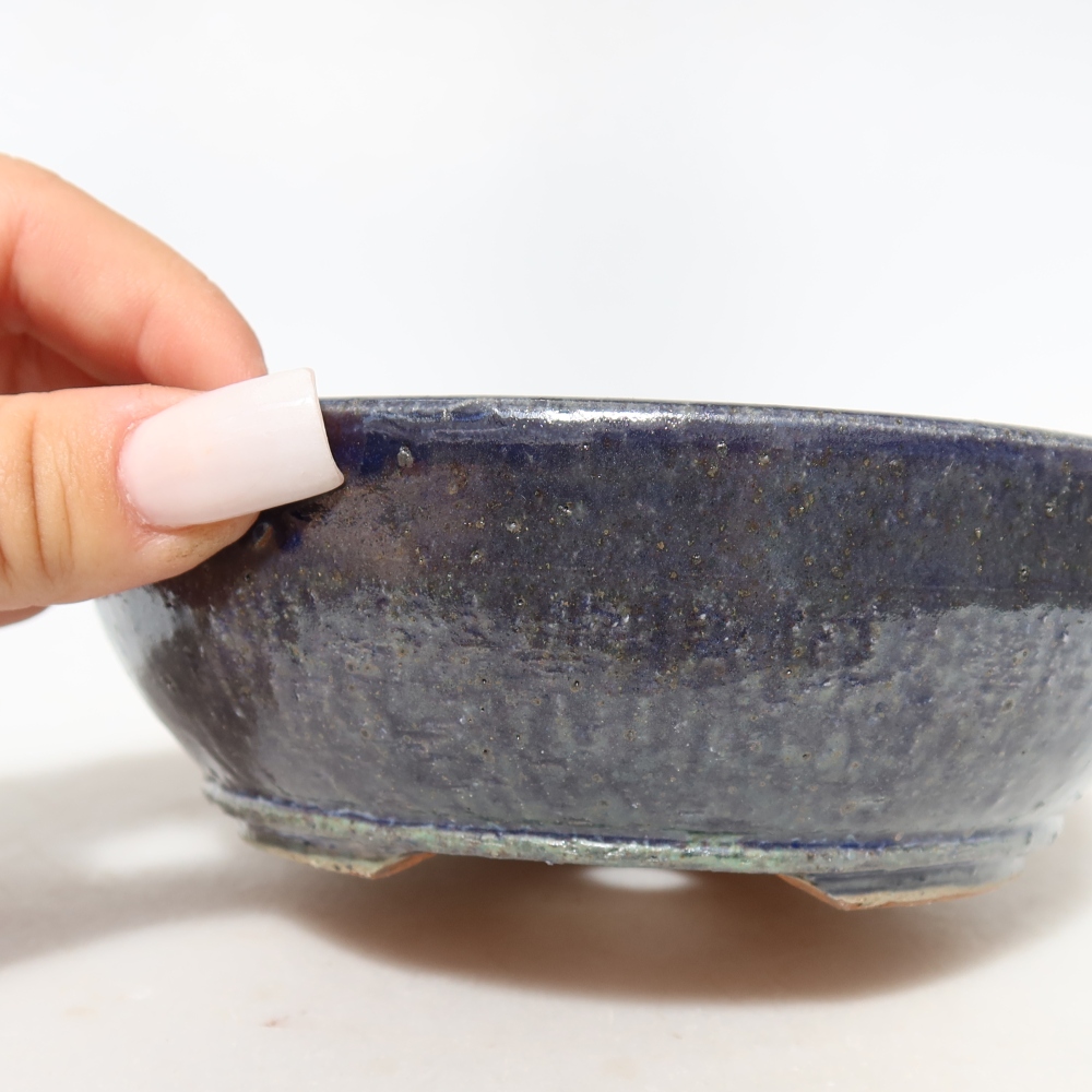 Vaso da bonsai in ceramica 14 x 14 x 5 cm, colore blu