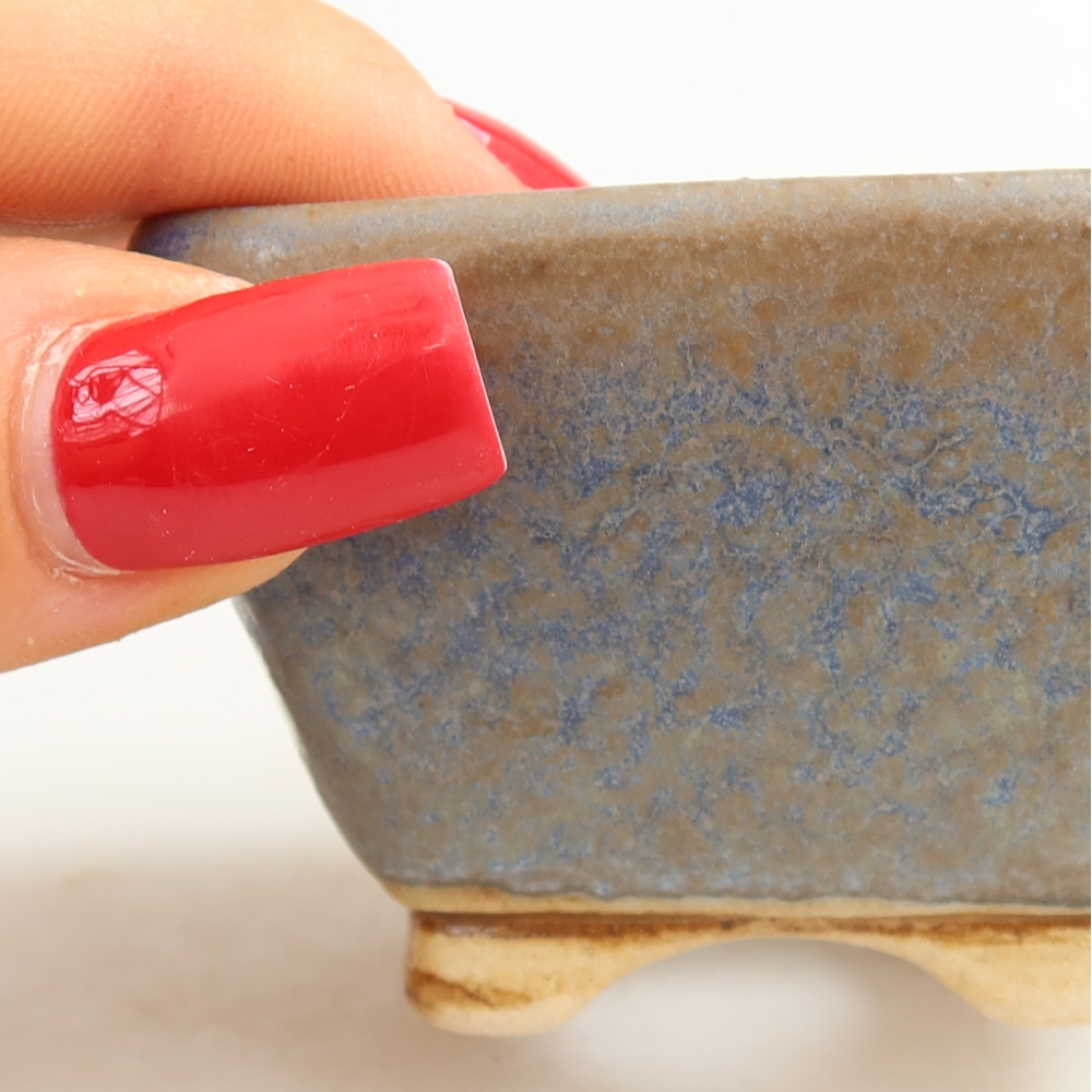 Vaso da bonsai in ceramica 6 x 6 x 4 cm, colore blu