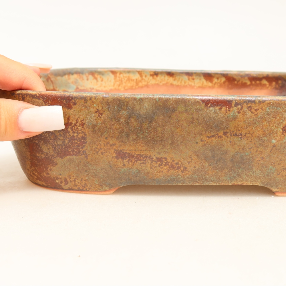 Vaso da bonsai in ceramica 23 x 18 x 5,5 cm, colore verde-marrone