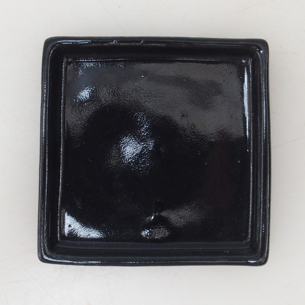 Sottovaso per bonsai quadrato S - 8 x 8 x 1 cm - nero