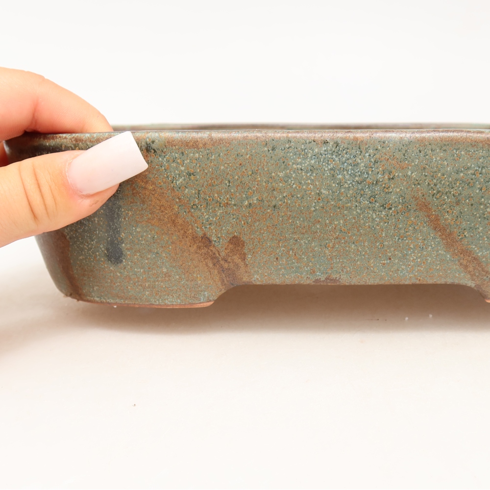 Vaso da bonsai in ceramica 23 x 18 x 5,5 cm, colore verde-marrone