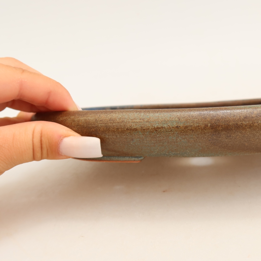 Ciotola per bonsai in ceramica 22,5 x 16,5 x 3 cm, marrone